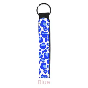 abbyrose Leopard Wristlet Key Chain Blue