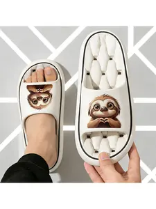 Cute Sloth Print Slippers Women Men Comfortable Soft Sole House Slippers Cartoon Animal Indoor Non-Slip Home Shoes Warm Plush Slippers for Winter Autumn Daily Wear
