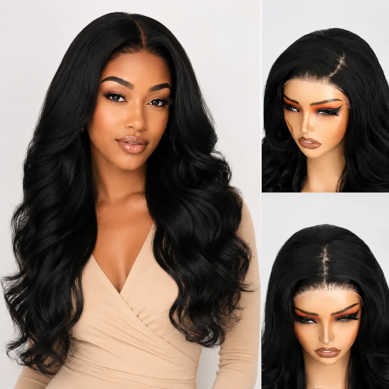 Auvzy 4X6 Glueless Lace Front Wig Body Wave Synthetic Wig Pre Plucked Hairline 24inch Natural Density 3D Dome Cap Beginner Friendly Vacation Hair for SummerWins #DealsforYouDays