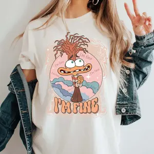 I'm Fine Anxiety Inside Out T-Shirt, Inside Out Characters Shirt, Emotions Shirt, Mental Health Shirt, Emotional Support shirt, Feelings shirt, Inside Out 2 Shirt, Womenswear Cotton Fabric Relaxed Fit Style