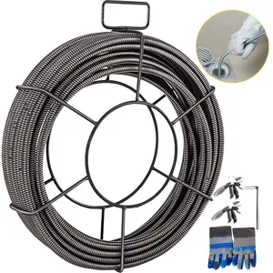 Drain Cleaning Cable 75 Feet X 3/8 Inch Solid Core Sewer Drain Auger Cable, Flexible Long Reach Snake Cable, Heavy-Duty Pipe Cleaner, Ideal For Residential And Commercial Drain Cleaning, Professional Plumbing Use