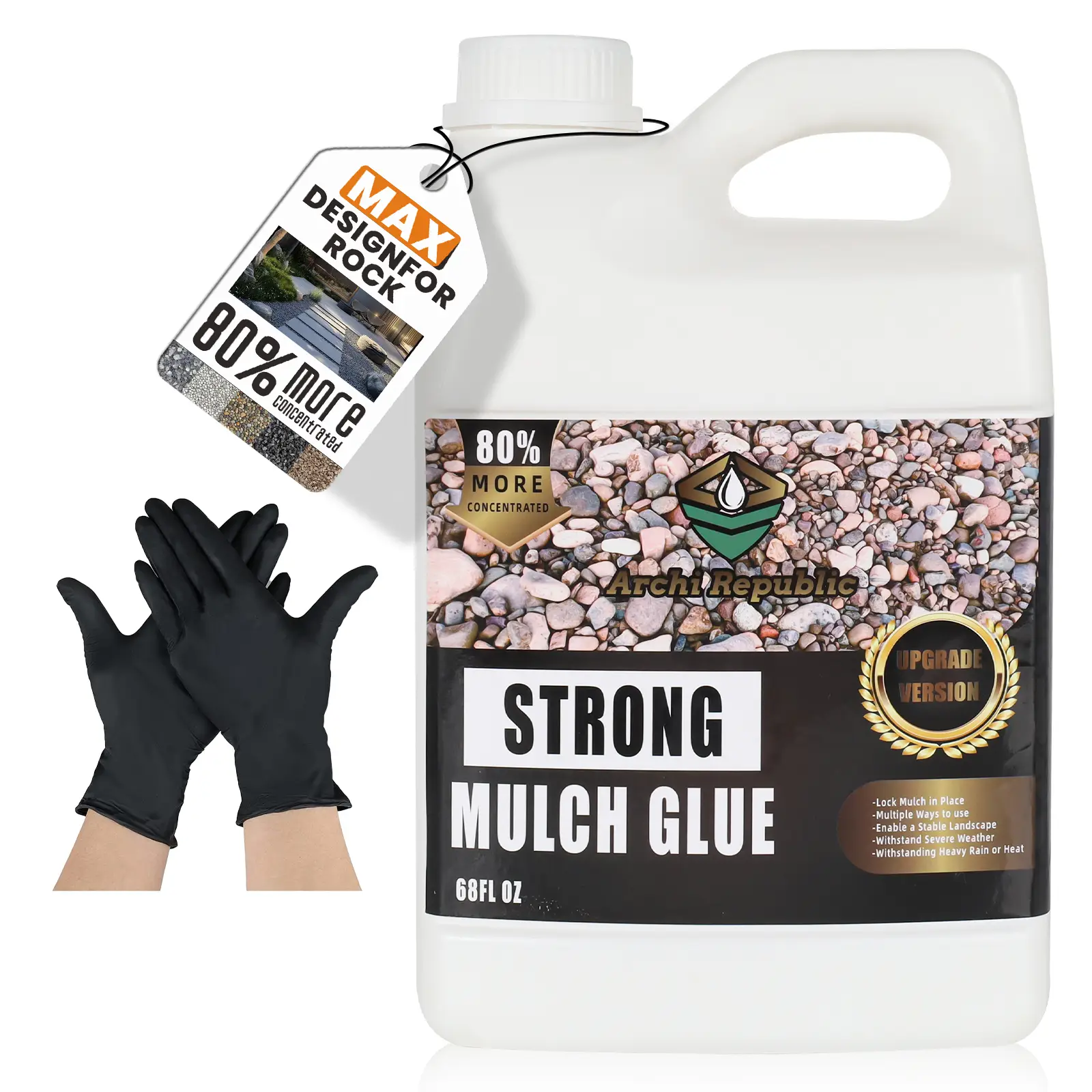 Archi Republic Heavy-Duty Mulch Glue 68oz Concentrate Non-Toxic Landscape Stone Glue for Garden and Landscape Projects