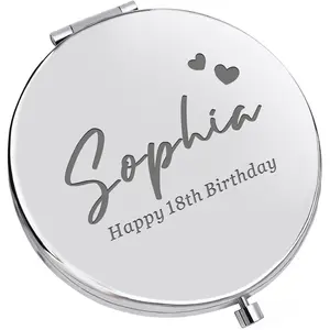 Compact Mirror Personalized Make Up Mirror Gifts for Mom Women Her Birthday Wedding Travel Folding Vanity Pocket Mirror Portable Double Sided Magnifying Cosmetic Mirror