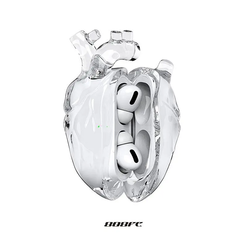 Creative Heart Shaped Design Earphone Case with Fastener, Anti-drop Earphone Protective Cover, Fashion Earphone Accessories for AirPods Pro Pro2, Clear Protection