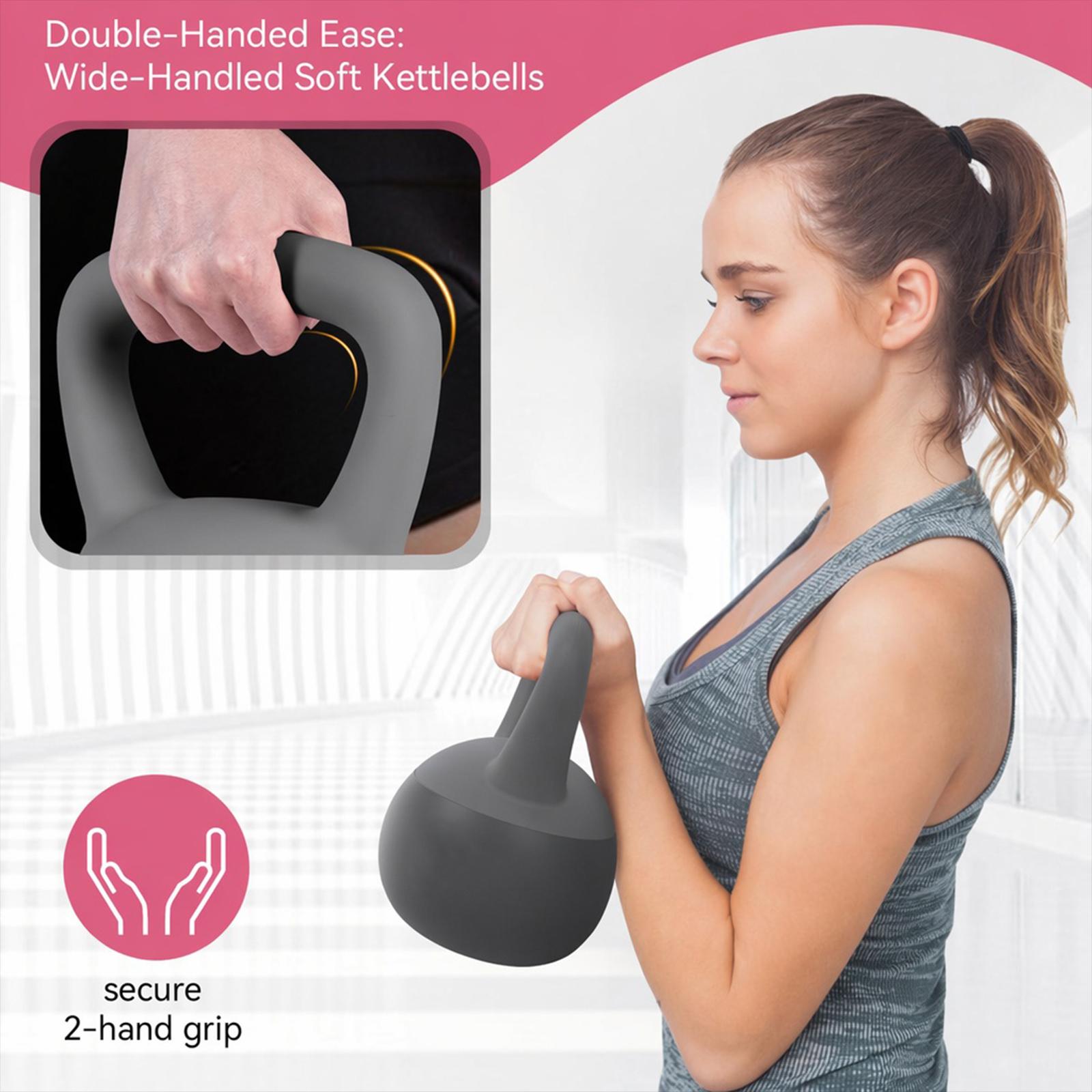 Homhut Eco-Friendly 15 lb Durable Soft Kettlebell with Handle, Non-Toxic Fitness Equipment for Home Gym Strength & Core Training Conditioning, Sports & Outdoor Gym Accessory, No