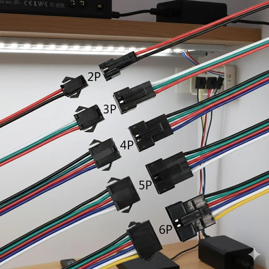 20 or 40-Pack LED Strip Connectors Kit, Universal Pins Male/Female Extender Cables for 3528 5050 RGB RGBW Multicolor Light Strips Accessories