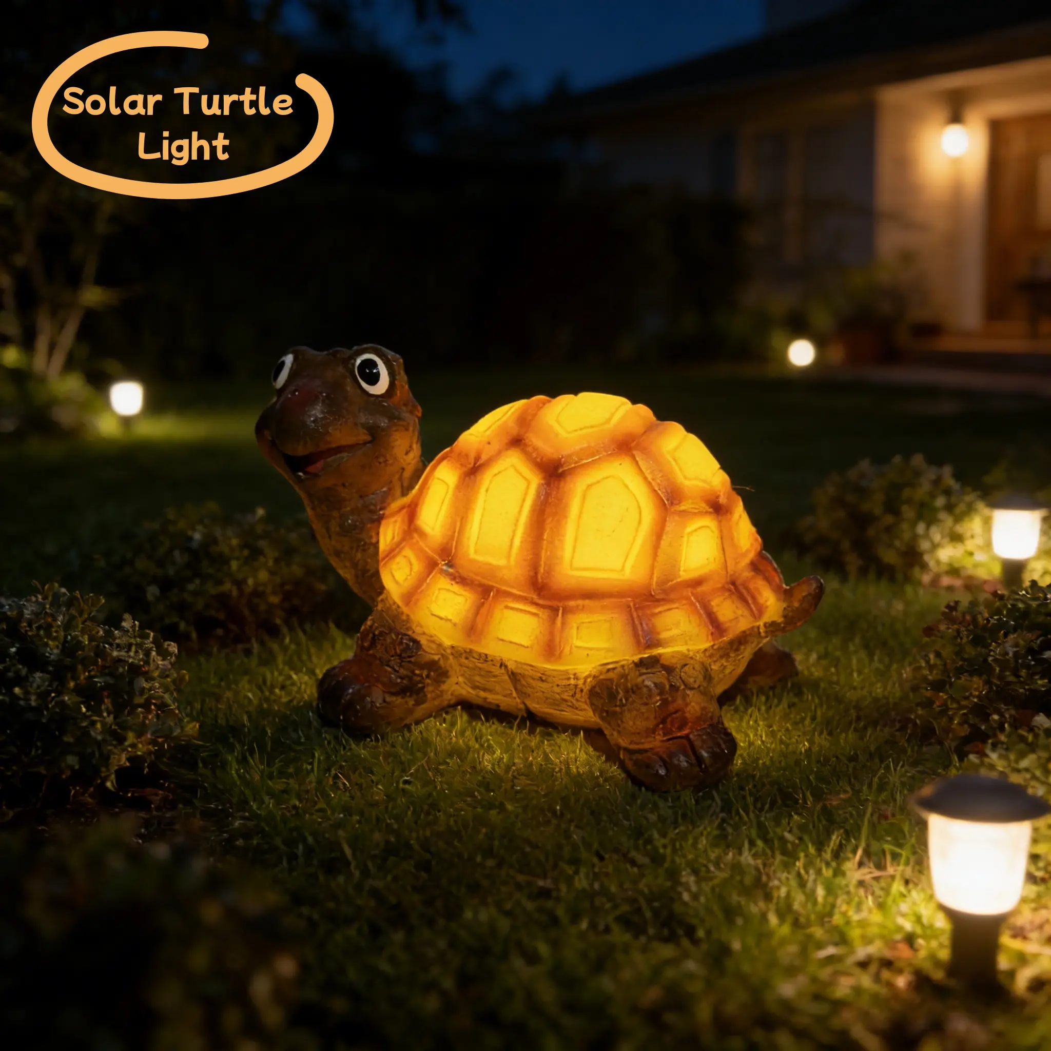 Solar Lights for Garden, Solar Powered Turtle/Owl/Frog Statue with LED Warm Glow, Cute Resin Turtle Figurines Waterproof for Outdoor Yard Lawn Patio Decor, Auto On/Off Night Landscape Lighting,summerwins, Mom, Grandma， 6inch, Landscaping Decor