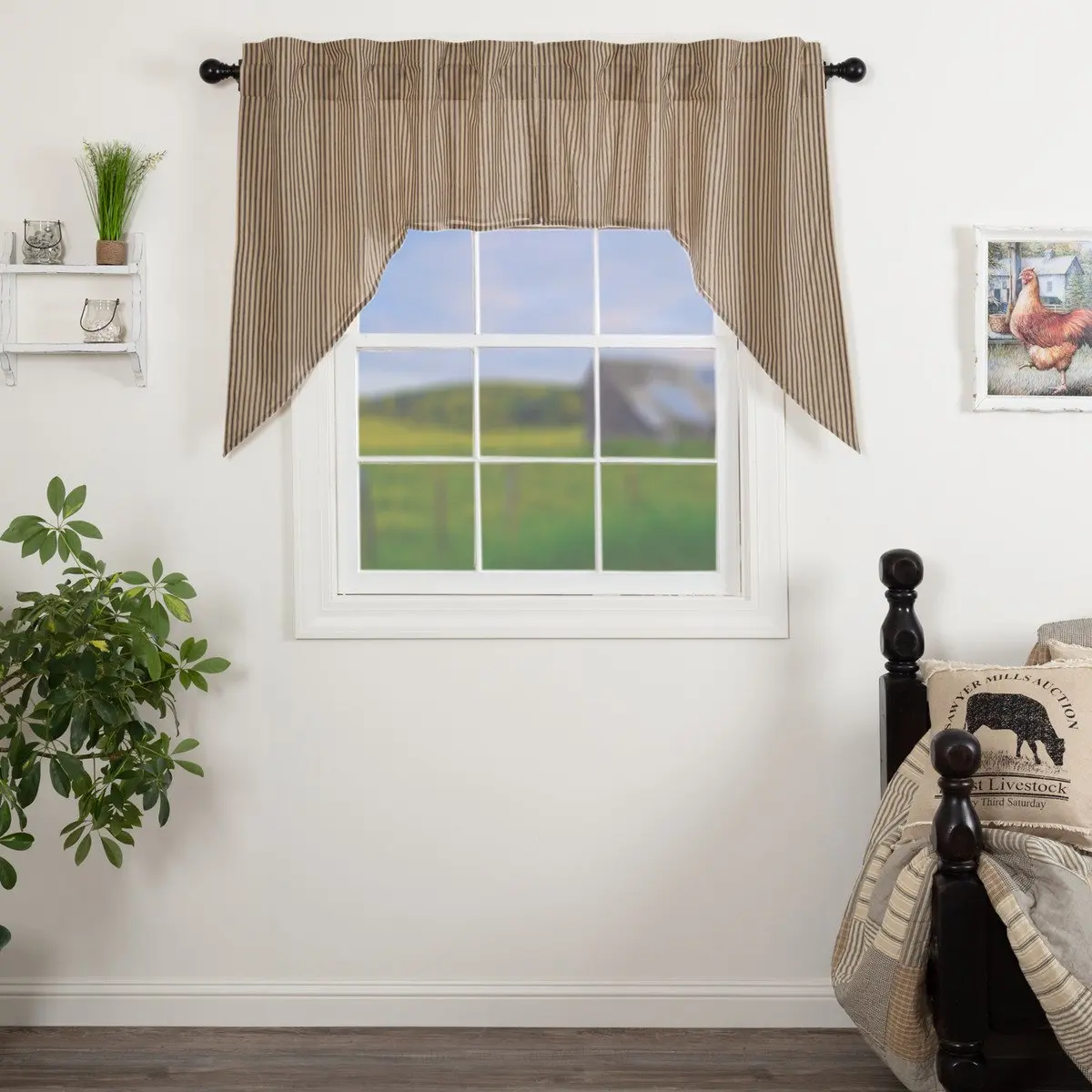 Farmstead Ticking Stripe Swag Curtains