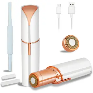 Facial Hair Remover for Women Men,2 x Replacement Heads Included,Rechargeable Face Razor with LED Light,Lady Travel Electric Razor for Lip, Chin,Arms,Upper,Peach Fuzz (White) Comfort