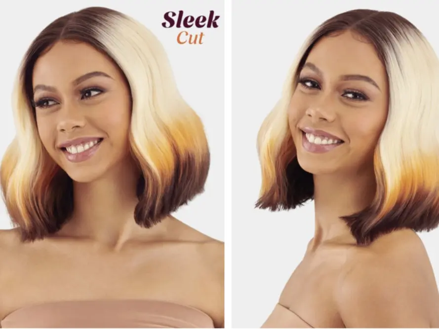 XCEPTIONAL GOLD SLEEK CUT RUBY SYNTHETIC WIG