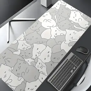 Cute Cat Pattern Mouse Pad, Rectangle Gaming Mouse Pad, Office Desk Keyboard Mat for Home Office Desk