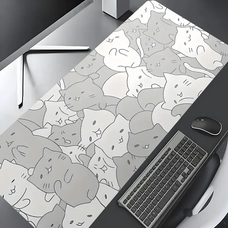 Cute Cat Pattern Mouse Pad, Rectangle Gaming Mouse Pad, Office Desk Keyboard Mat for Home Office Desk, Desk Accessories, Fun Desk Supplies