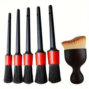 6Pcs Car Detailing Brush Set, Auto Detail Cleaning Kit for Cleaning Vehicles Exterior Interior Panels Dashboard Engines Leather Wheel, Automotive Detail Brushes, Car Detailing Accessories