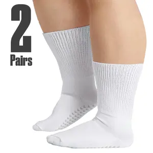 Plus Size Diabetic Knee-High Socks | Soft Cotton, Extra Stretch | Men’s and Women’s Casual Comfort Fabric Menswear Breathable Stretchy Black Unisex solid crew sock grip sock diabetic ankle sock Beige Plain
