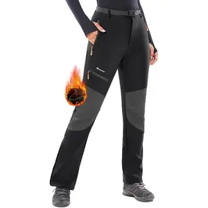 Womens Snow Ski Pants Waterproof Insulated Softshell Fleece Lined for Winter Hiking Snowboard with Zipper Bottom Leg
