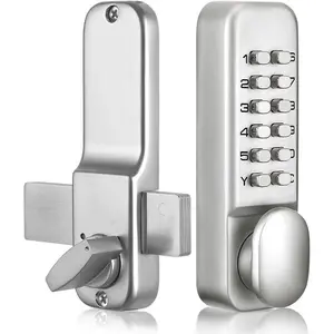 Keyless Mechanical Keypad Smart Gate Lock, Bidirectional Installation Weatherproof Zinc Alloy Lock for Outdoor Fence Patio Garage Backyard (Silver)