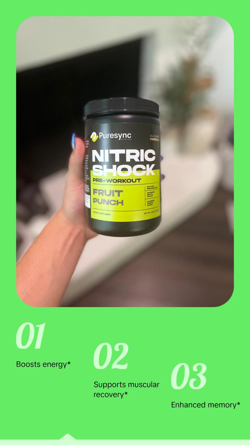 PureSync - Nitric Shock Pre-Workout Powder (Fruit Punch) - 0.66lb 30 Scoop