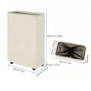 45L Rolling Laundry Basket with Lid, Space-Saving Clothes Storage for Home, Dorm or Laundry Room, Convenient and Private Design, Rolling Laundry Hamper