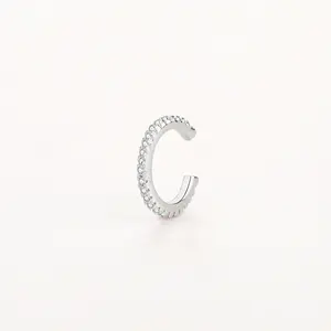 Lavishe Silver Ear Cuff -Sterling Silver, Cubic Zirconia, Single Piece, Clip On Ear Cuff, No Piercings