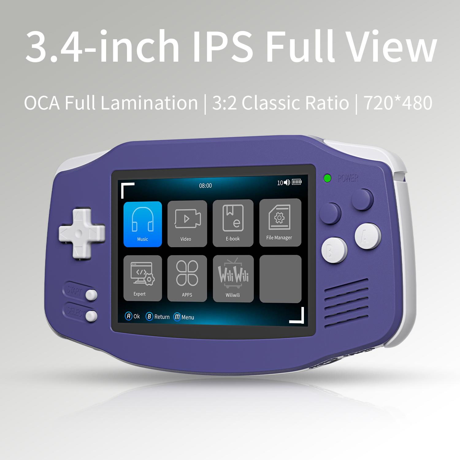 ANBERNIC RG34XX Retro Handheld Game Console 3.4" IPS Screen Linux 64-bit System Portable Video Gaming Console Support 5G WiFi Bluetooth,Streaming,HD TV Output Protection Rg34Xx-Indigo+64Gb