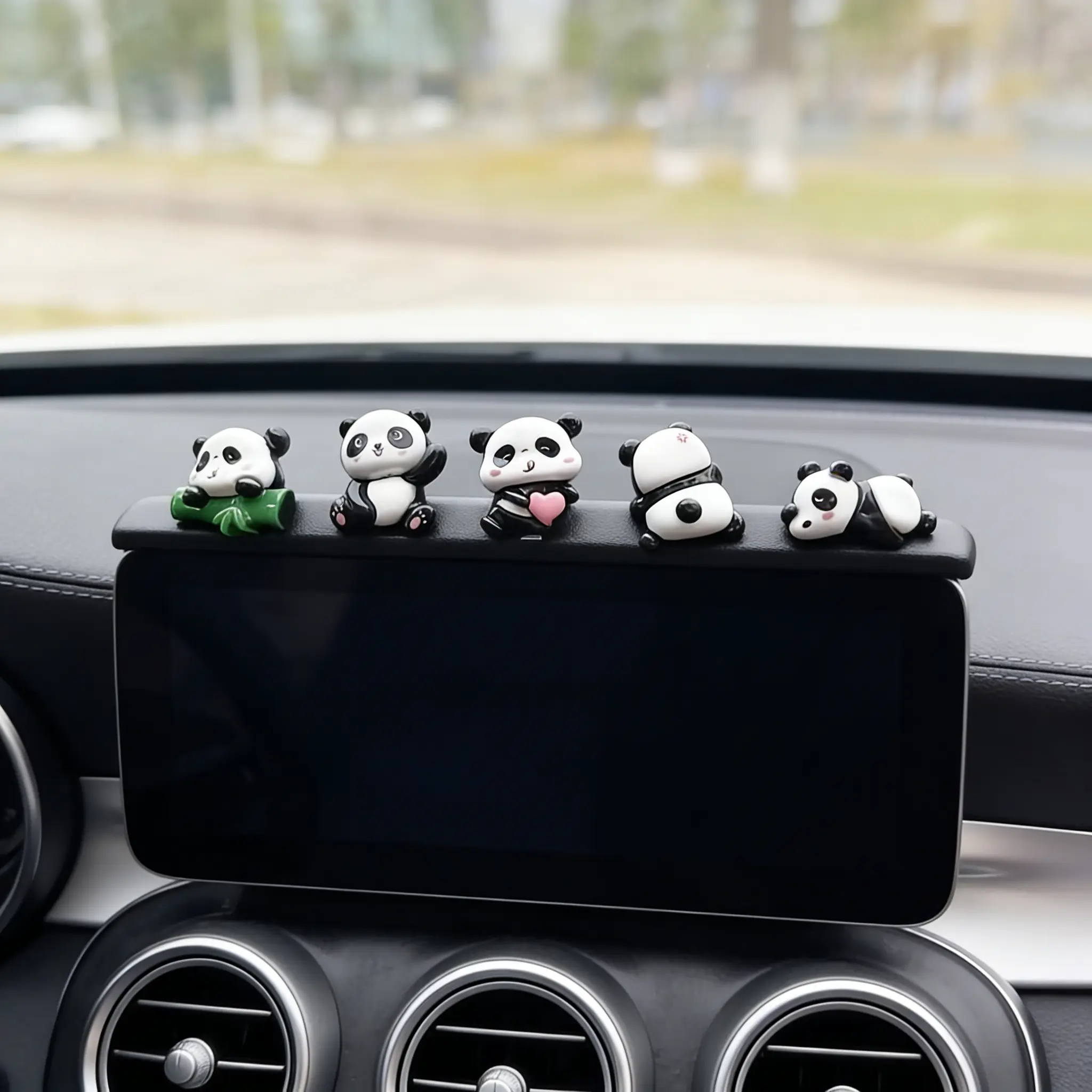 5-Piece Panda Theme Car Interior Decor Set, Cute Stickers for Dashboard, Enhances Ambiance, Compact and Non-Obstructive, Unique Car Style, Dashboard Decorations, Vehicle Decoration