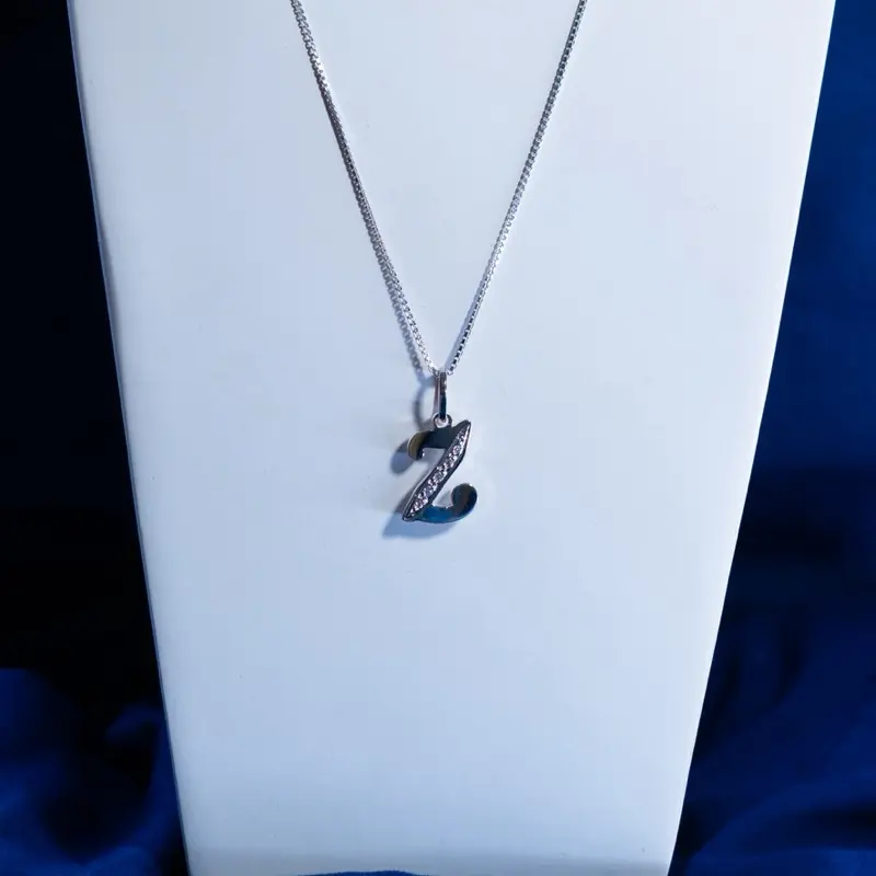 Elegant 925 Silver Letter 'Z' Pendant Necklace Unisex