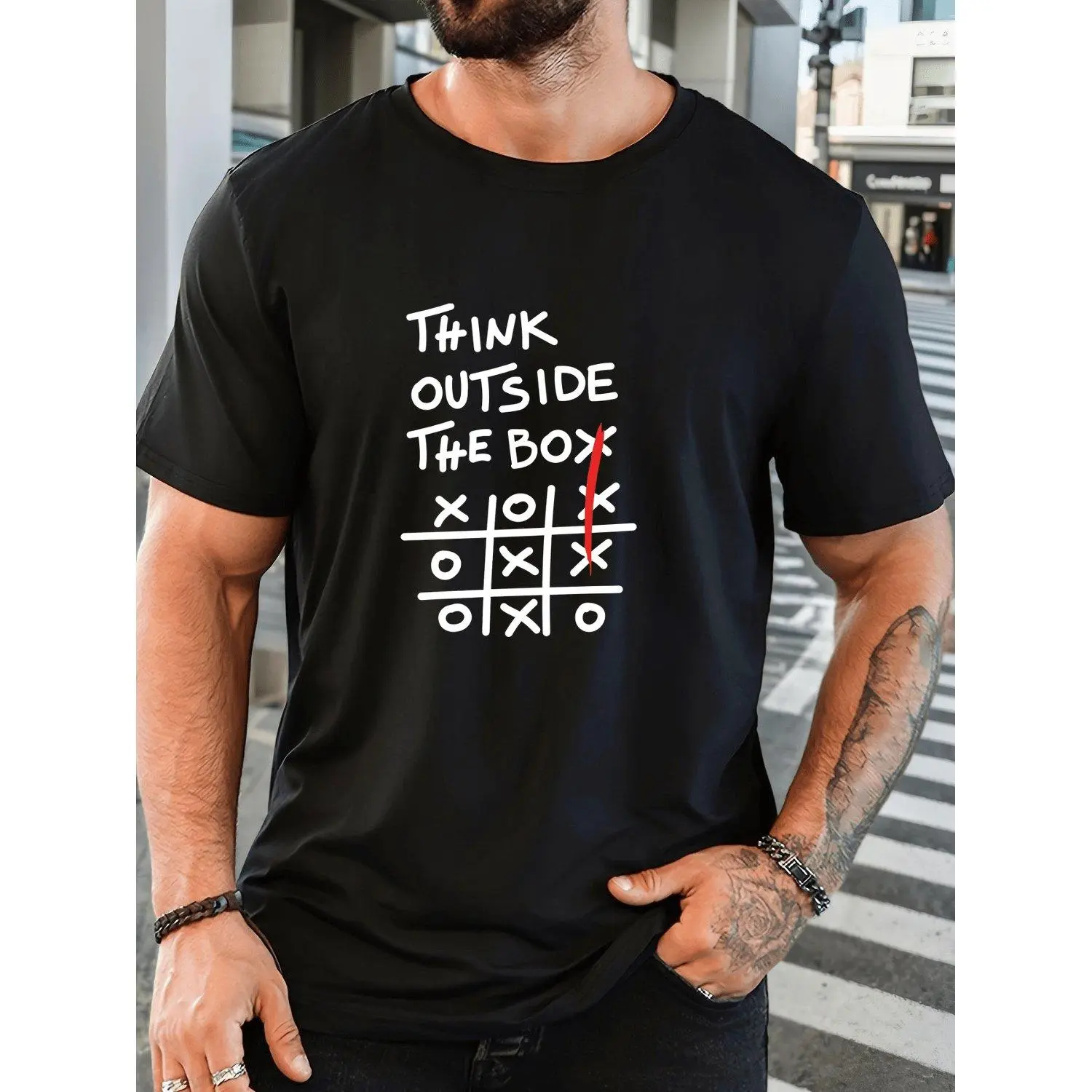 S 180gsm Heavyweight 100 Percent Cotton Short Sleeve Summer Stylish Printed Versatile T Shirt Modern Classic Casual Everyday