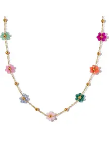 Elegant Pearl Necklace Set for Women, Stainless Steel Jewelry, Birthday Gift for Her, Daisy Accessory