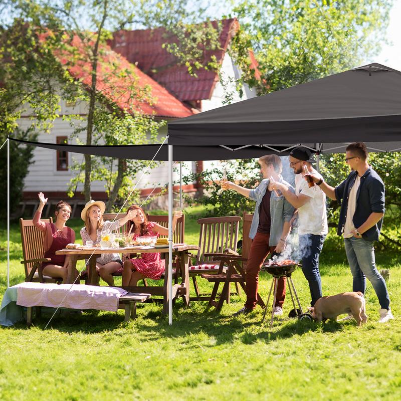 10x10FT pop up Canopy Tent with 2 sidewalls, Outdoor Canopy Tent,Adjustable Dual Awnings & Carry Bag