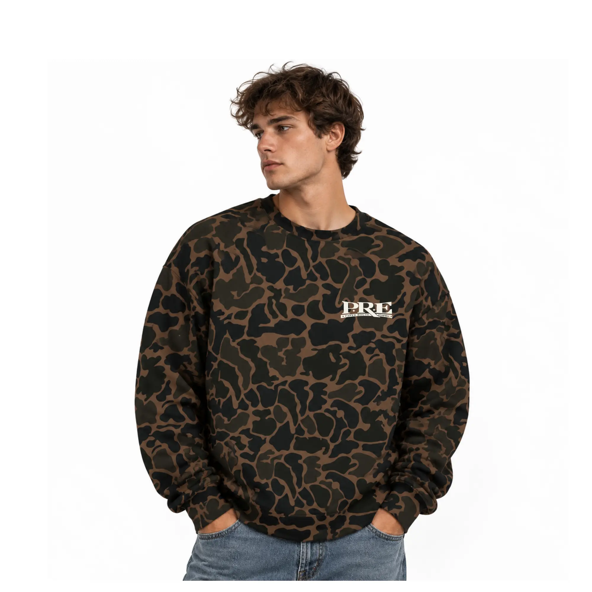 PRE Paper Route Empire  Sweatshirt 3D, Camo Pattern Men's Sweatshirt , 3D Camo Style Sweatshirt , Gift for him, Boyfriend, Hunting 3D Sweatshirt  Classic