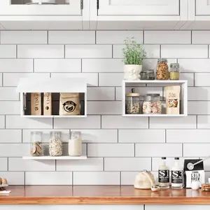 Easelife Wall-Mounted Shelves with Hover Lid Space-Saving Storage Waterproof Scratch-Resistant MDF 30lb Capacity for Bathroom Kitchen  shelves