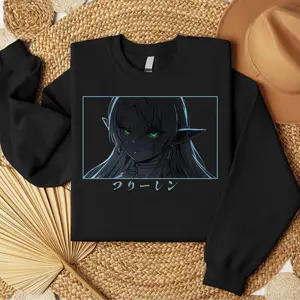Frieren Stare Sweatshirt, Cool Anime Sweatshirt, Unisex Anime Sweatshirt, Gifts For Everyone, Menswear Womenswear Streetwear Cotton Comfort