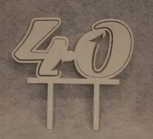 Birthday Cake Toppers - 1/8 Inch Acrylic - Assorted Colors (40, White)