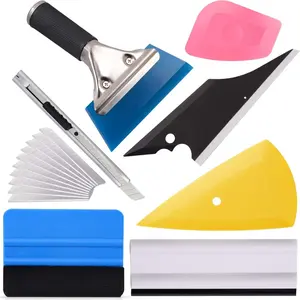 Tool Kit For Vehicle Window Tint, 7 Pieces, For Vehicle Tinting, For Car Protective Film Wrapping Installation Set, Included Scraper, Squeegee, Knife with Blades