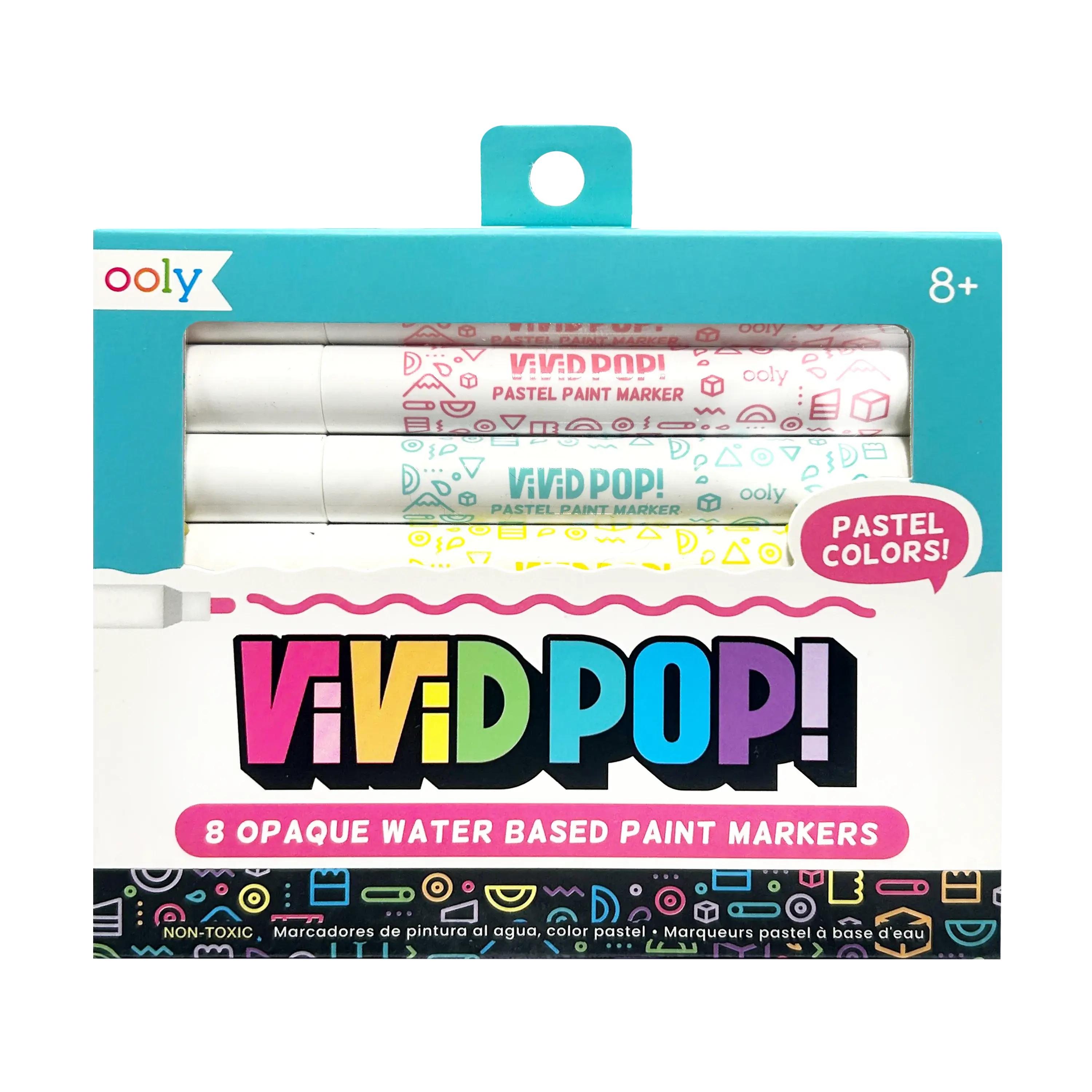 OOLY Vivid Water-Based Pastel Paint Markers - Set of 8, Non-Toxic Colorful Art Supplies for Kids, Beginner-Friendly Paint Marker Sets, Colorful Markers, Art For Kids