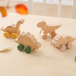 Wooden Dinosaur Slide Car Toy, Educational Early Learning Safe Developmental Toy for Kids, Intelligence Enhancement Playset
