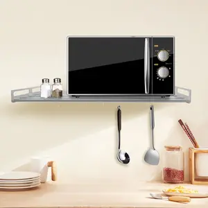 Wall-Mounted Microwave Oven Rack, Stainless Steel Kitchen Storage Shelf, Expandable Microwave Stand Kit, Suitable for Storage Tableware, Microwave Oven, Rice Cooker Metal Organiser Metal Organizer