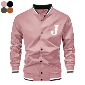 Men's Letter J Varsity Jacket - Classic Baseball Style, 8 Trendy Colors, Lightweight, Short-Sleeve for Casual Summer Daily Streetwear