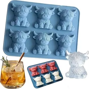 Highland Cow Ice Cube Tray Mold, Food Grade Silicone, Perfect for Whiskey & Drinks, Non-Toxic, Ideal for Home Bar, Parties, Picnics