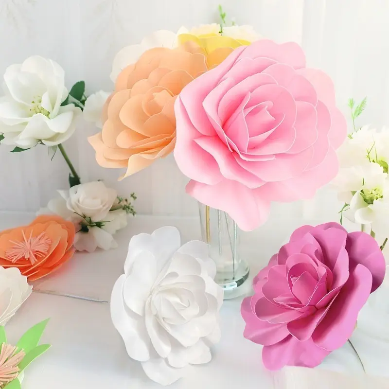 Large Pe Rose Foam Flower Head, Artificial Floral Wall Decor, European Style Wedding Backdrop, Window Display Background, Artificial Flowers, Decorative, Decoration, Artificial Roses, Artificial Flower Decorations