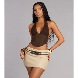 Caught Your Eye Faux Suede Corset Top