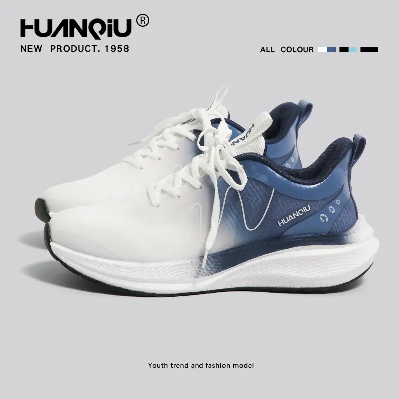 HUANQIU Men's Flyknit Running Shoes - Gradient Ombre Breathable Mesh Sneakers, Lightweight Cushioned Athletic Gym Walking Shoes