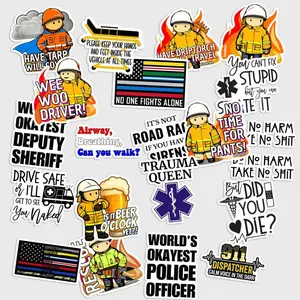 Sticker Pack 20 First Responder Vinyl Sticker, Emergency Service Waterproof Decal