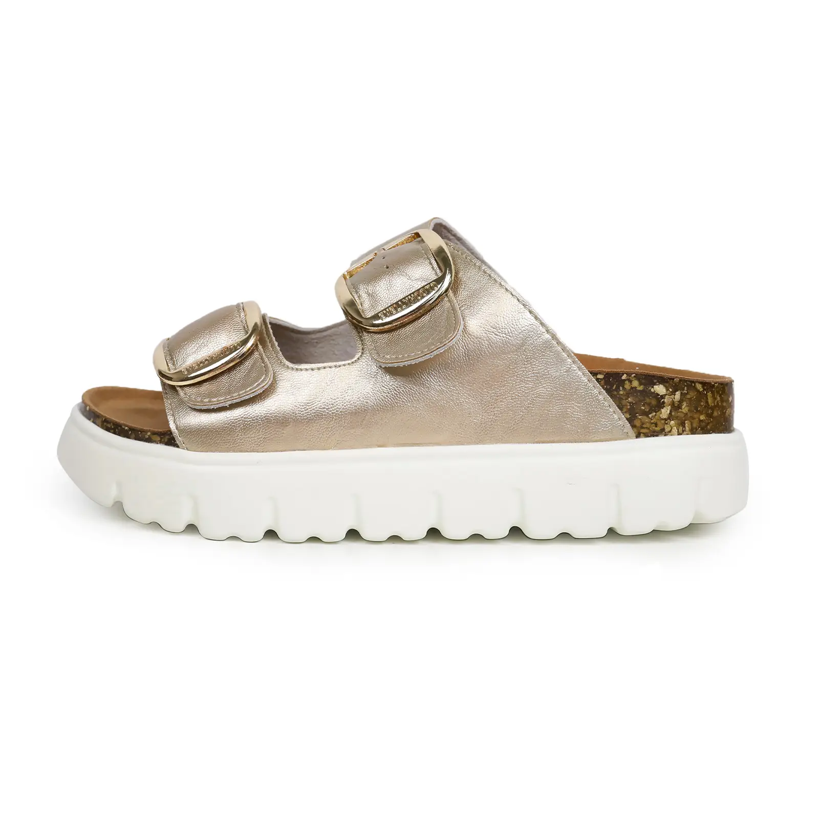 EVELLYHOOTD Genuine Leather Platform Sandals Cork Footbed Women Footwear Wedge Chunky Sandals Womens sandals with Insole