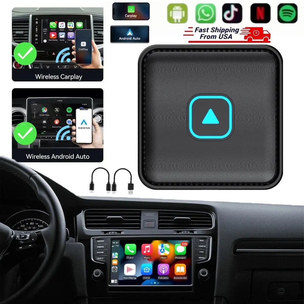 SJPACK 2-in-1 Wireless CarPlay & Android Auto Adapter for Android Phones