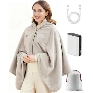 Heated Blanket, Battery Operated & Rechargeable Throw – Portable Electric Blanket with Far-Infrared Heating, Faux Rabbit Fur, 9000mAh Battery Powered, Trav