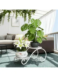2-Tier Plant Stand for Indoor Outdoor, Heavy Duty Metal Flower Pot Stand for 2 Plants, Space-Saving Corner Plant Shelf for Balcony, Living Room, Office & Store Display, Stable Durable Plant Holder for Home Decor girl