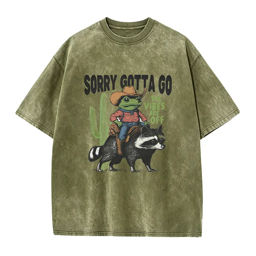 Vibes Are Off Comfort T-Shirt, Sorry Gotta Go Shirt, Retro Frog Tshirt, Funny Retro T Shirt, Graphic Tee, Funny Unisex Aesthetic Tshirt Casual Round Neck