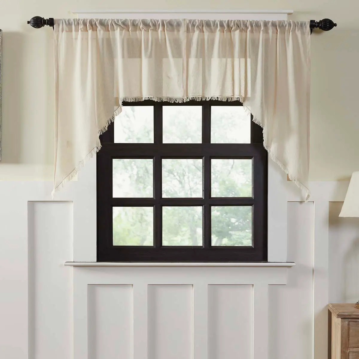 Templeton Tobacco Cloth Natural Fringed Swag Curtains