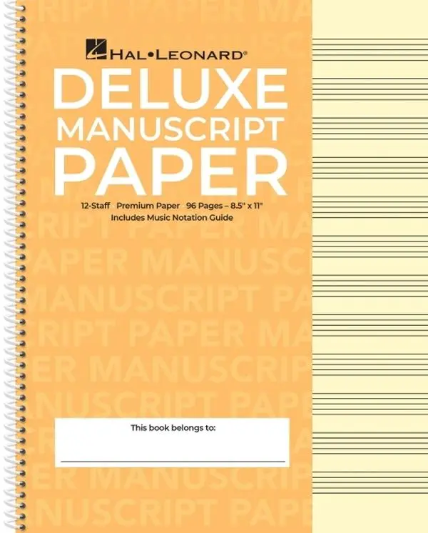 Deluxe Wirebound Super Premium Manuscript Paper Notebook (Gold Cover) - 96-Page Music Staff Paper Notebook - Durable Sheet Music Notebook - Lined Char by Hal Leonard Corp (Spiral)